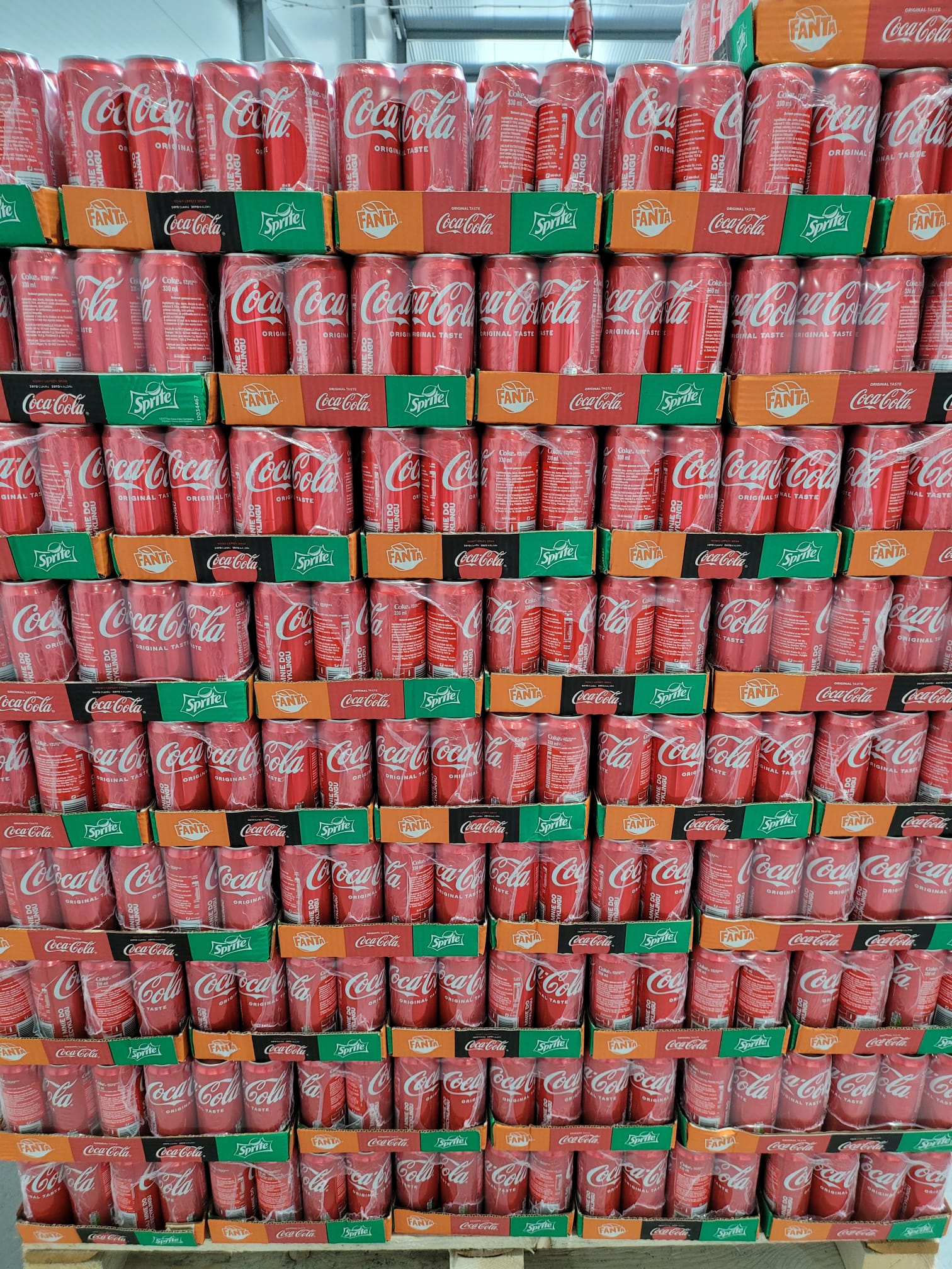 Pallets with new packs 6-pack 4 packed to the factory tray ready for shipment