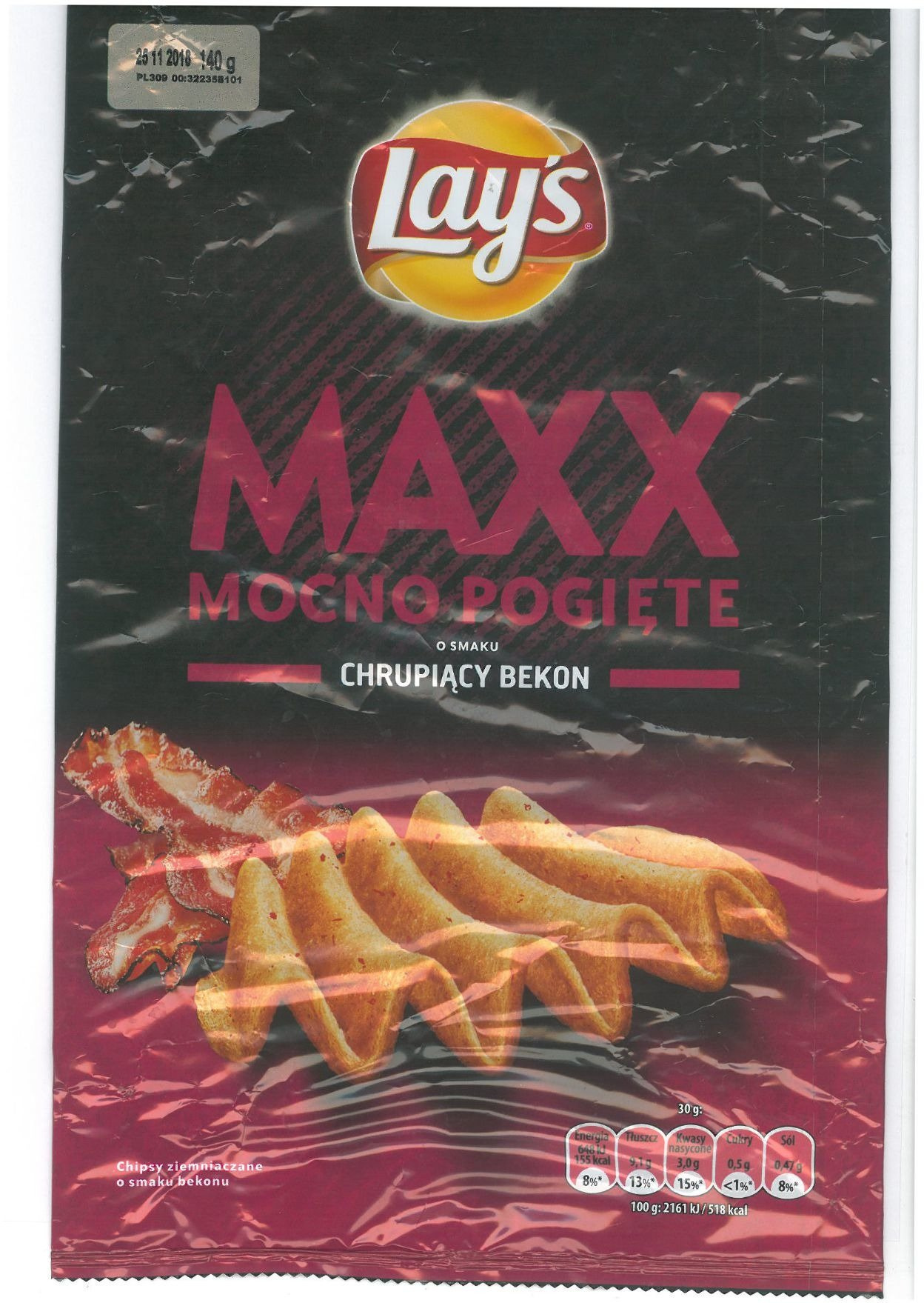 Chips Lay's Maxx Becon 140 g GROCERY \ Crisps and Snacks \ Lay's