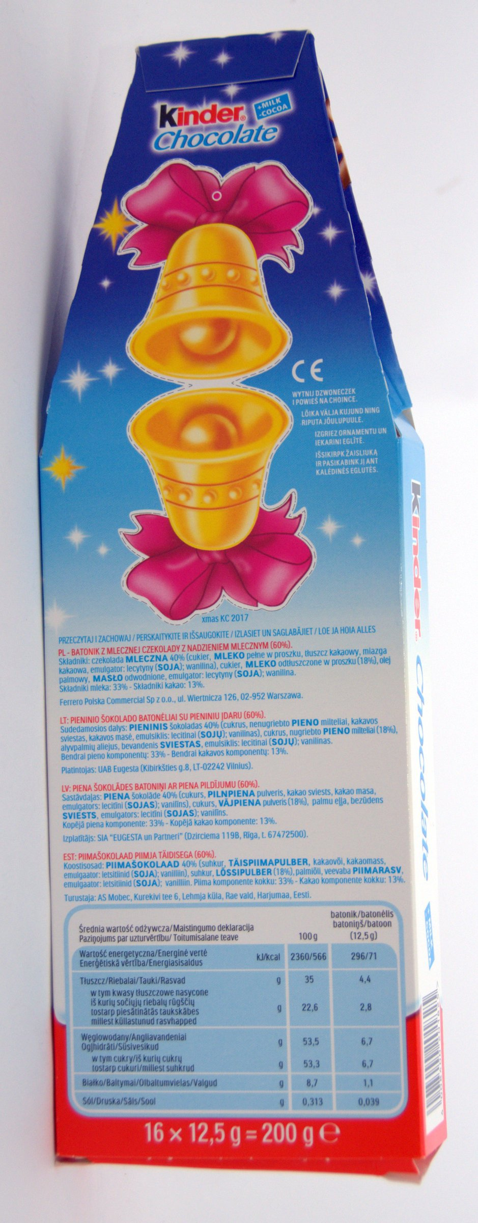 Kinder Chocolate 200 g (16 x 12,5 g) T16 CONFECTIONERY \ Kinder OFFER
