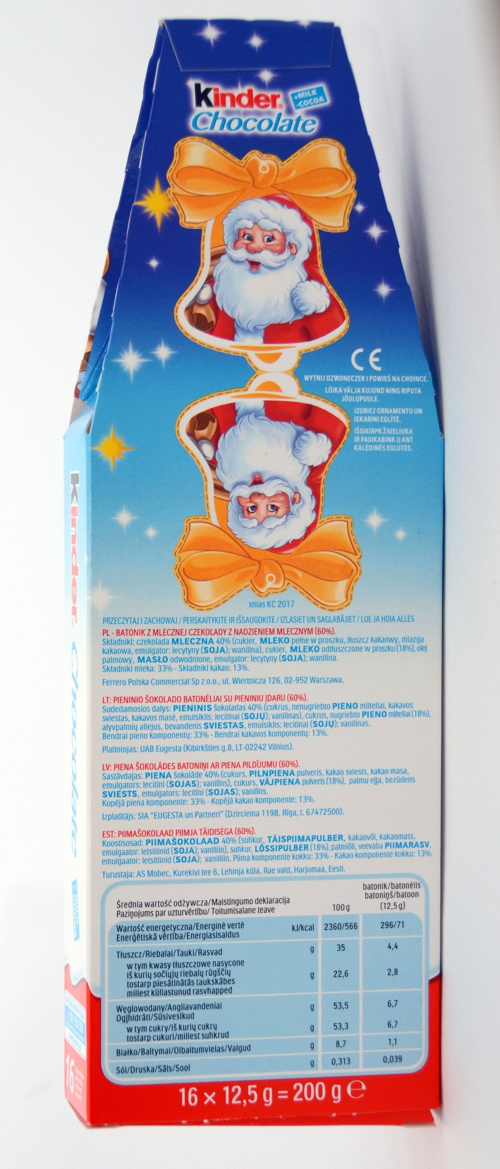 Kinder Chocolate 200 g (16 x 12,5 g) T16 SŁODYCZE \ Kinder OFERTA