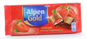 Alpen Gold Czekolada mleczna truskawkowa 90 g