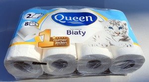 Papier toaletowy Queen Biały 2 warstwowy 8 rolek