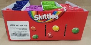 SKITTLES MIX DISPLAY  mix 38g  x 80 bags  Wild Berry x 20 bags , Crazy Sours  x 20 bags , Dark side  x 20 bags , Fruits  x 20 bags 